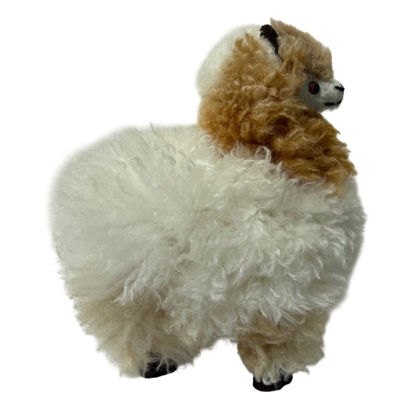 Handmade Other - Handmade Genuine Alpaca Fur Plush Llama Figure Cream Tan 9 Inch Peru Folk Art